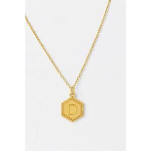 Gold Hexagon Initial “D” Pendant Necklace BIN Z